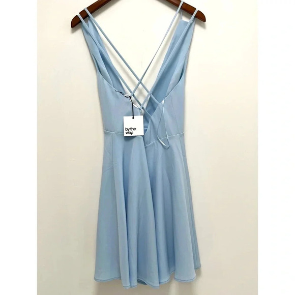 By the Way Sammie V-Neck Skater Dress Open Back Straps Light Blue Size S Revolve - Picture 4 of 11